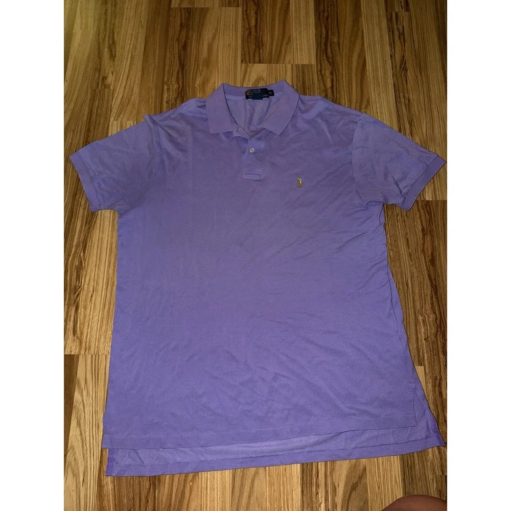VTG 90s Ralph Lauren Men's XL Polo Shirt Purple Flesh Pony Cotton